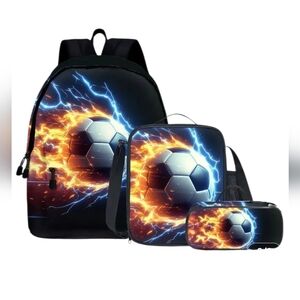 NWOT Soccer Ball 3 Piece Backpack Set